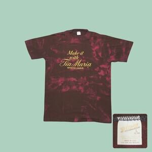 VINTAGE 80s Tia Maria Custom Bleach Tie Dye Plum Purple T-Shirt Large Rare!